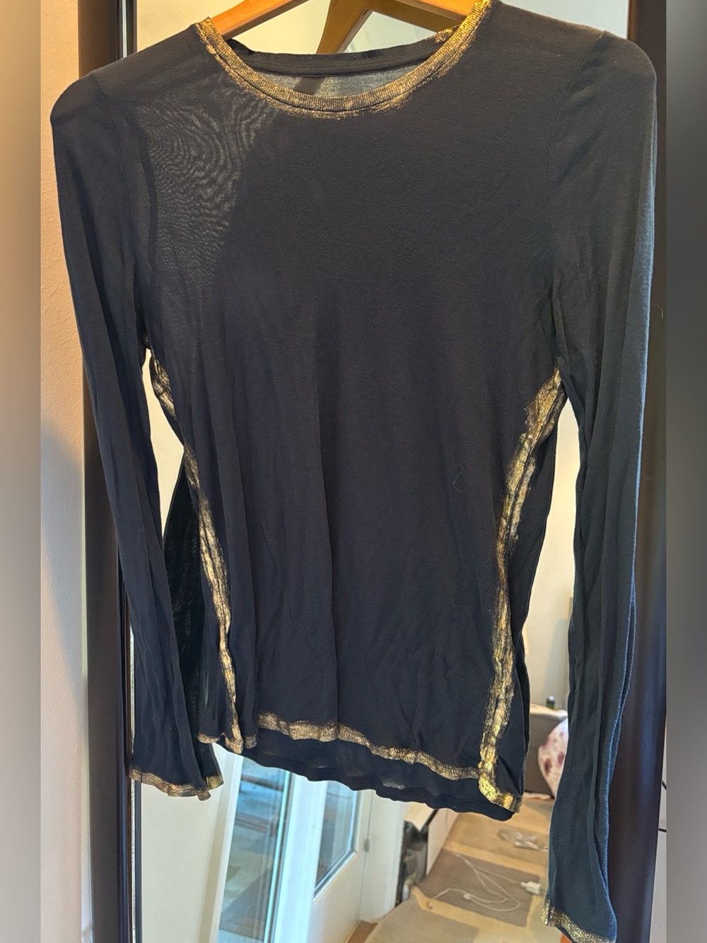 Navy sheer Zadig & Voltaire long sleeve top - Picture 1 of 3
